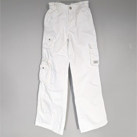 BDG White Denim Wide Leg Cargo Jeans Elastic Waist size 26 - Picture 1 of 7